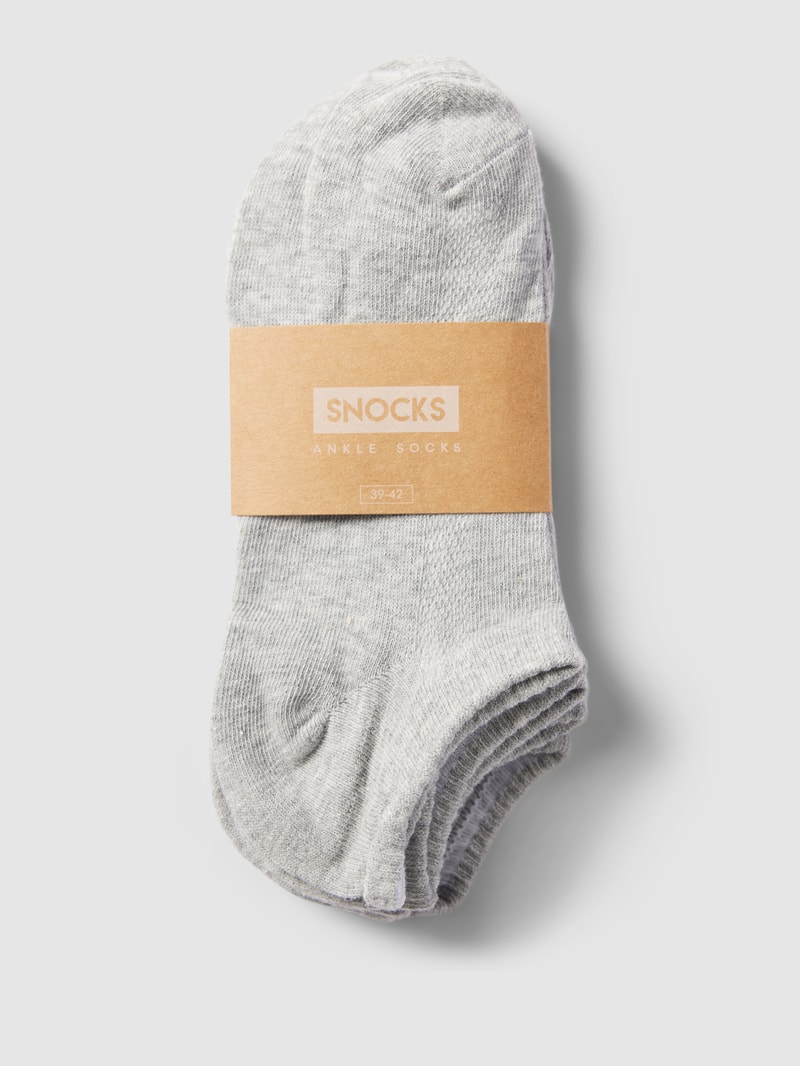 Sneakersocken mit elastischen Einsätzen im 3er-Pack in silber meliert
