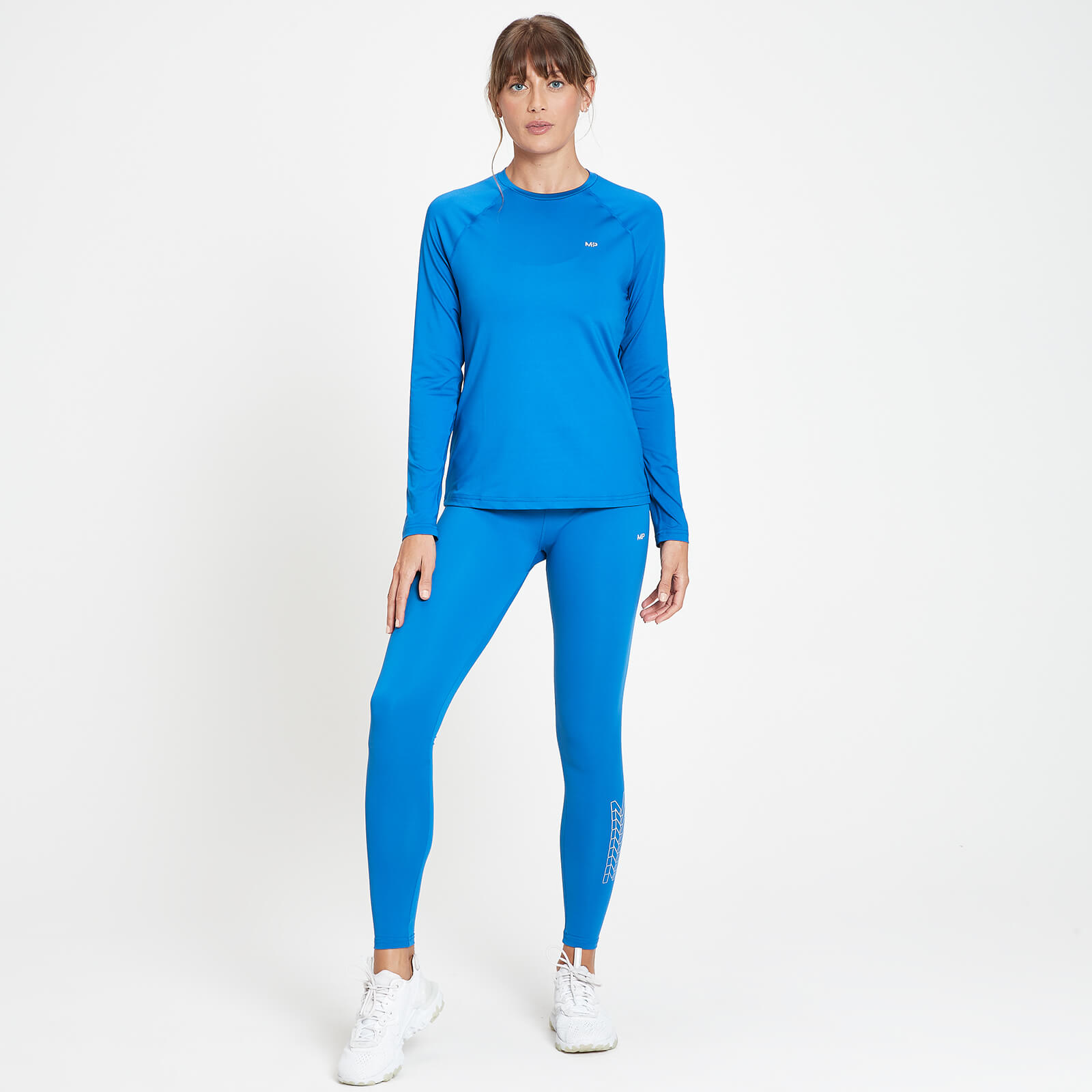 T-shirt d’entraînement à manches longues et imprimé répétitif MP pour femmes – Bleu royal