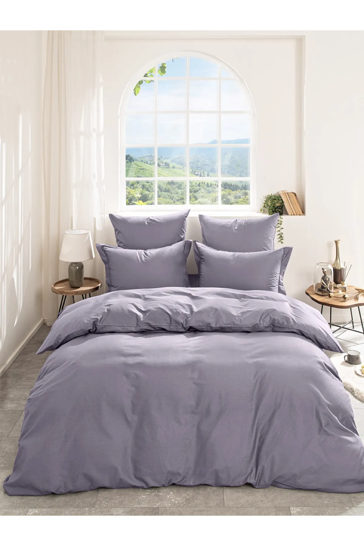 Karna Home  Klassisches Doppel-Bettbezug-Set aus Baumwollsatin