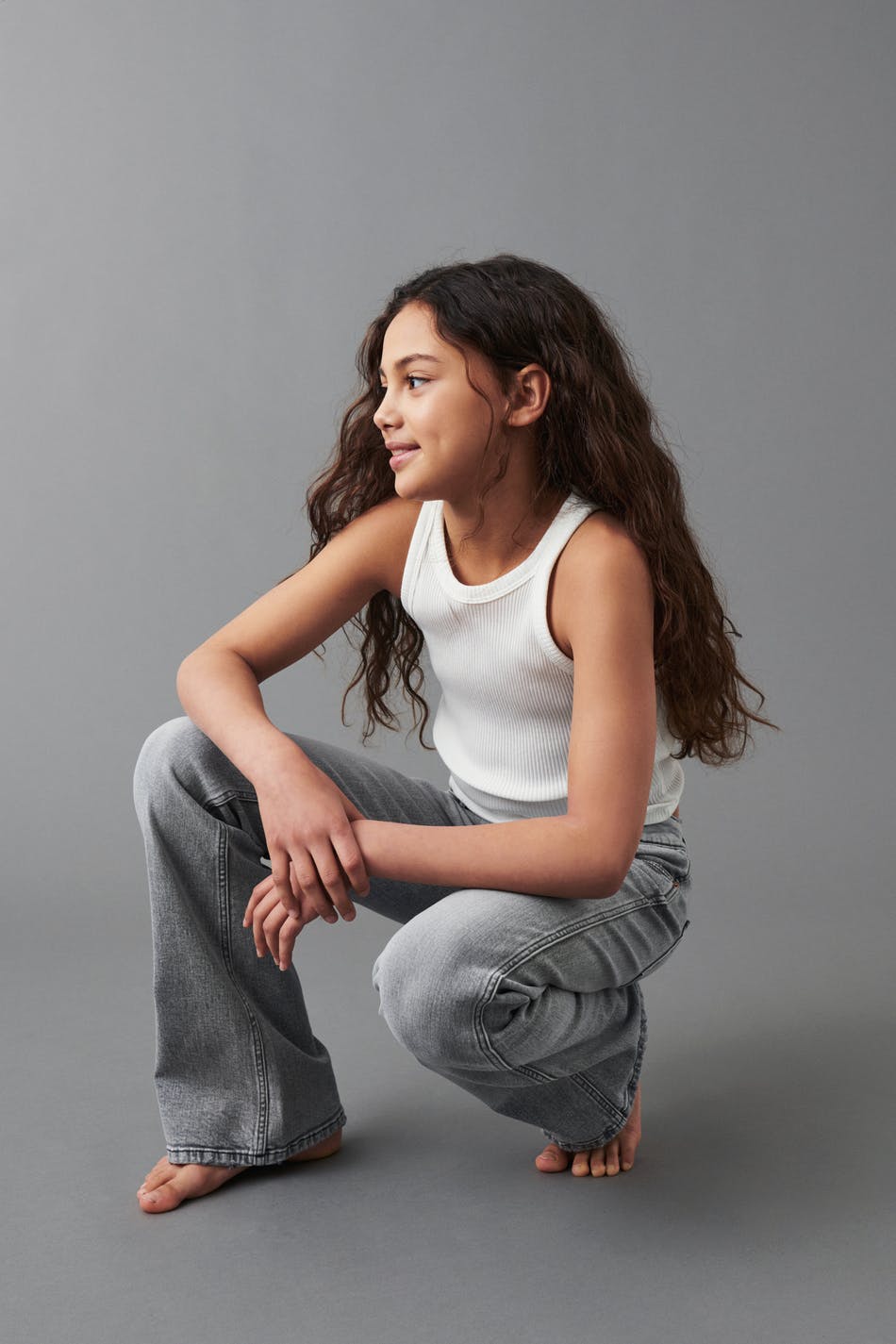 Low waist flare button jeans
