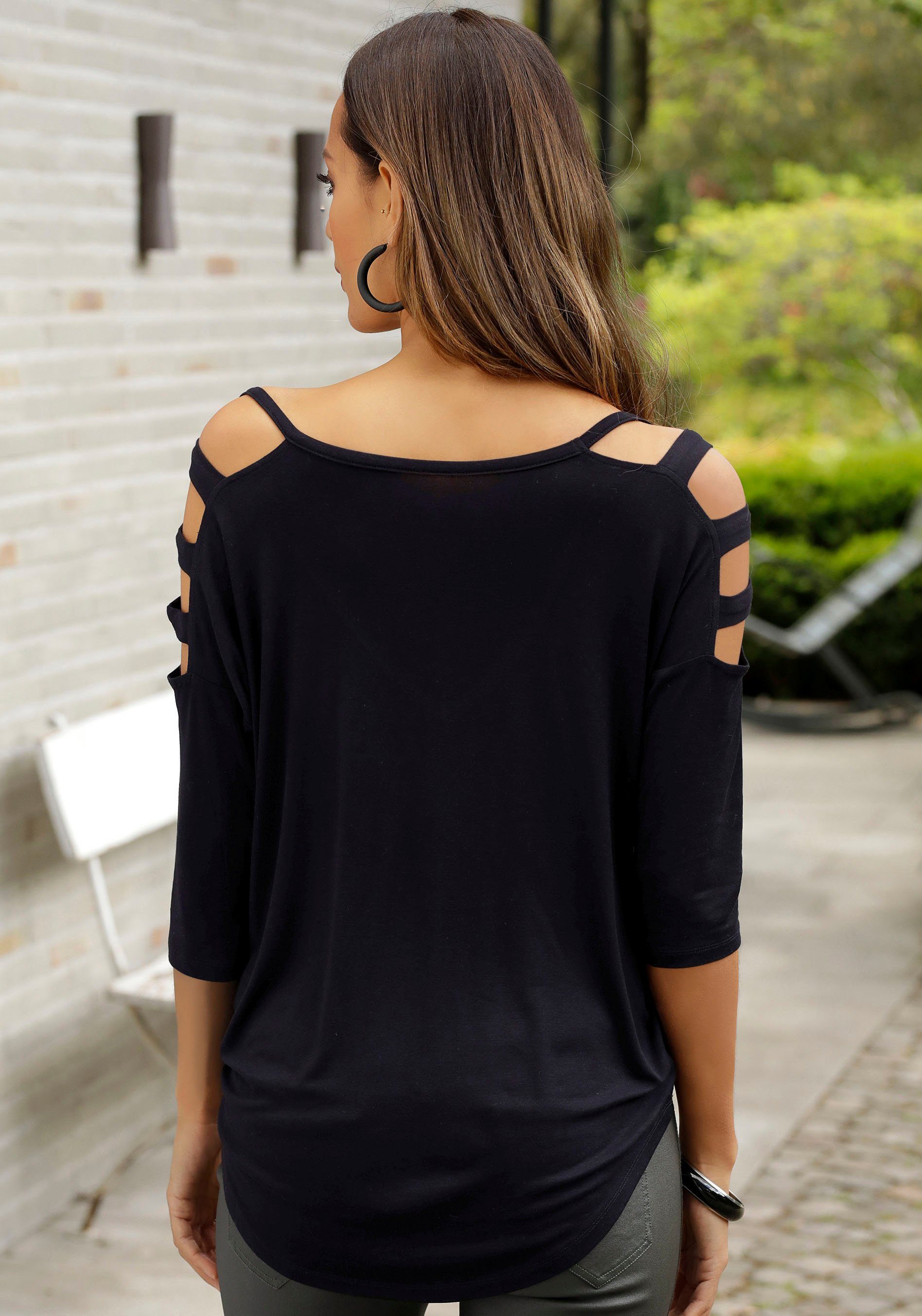 LASCANA 3/4-Arm-Shirt mit Cut-outs