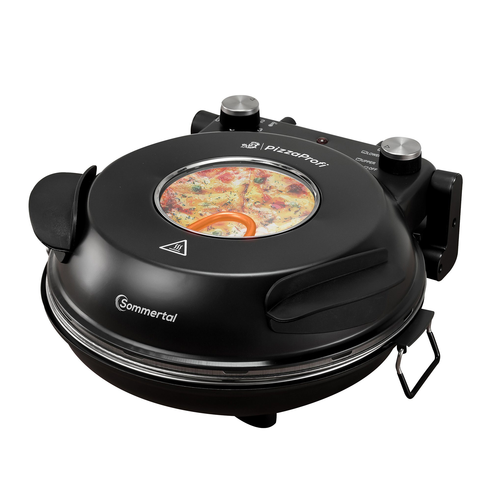Sommertal Pizzaofen Sommertal PizzaProfi Pizzaofen, 32cm Pizzastein, mit Pfanneneinsatz, 2x Pizzaschieber, Pizzaschneider, Steinplatte
