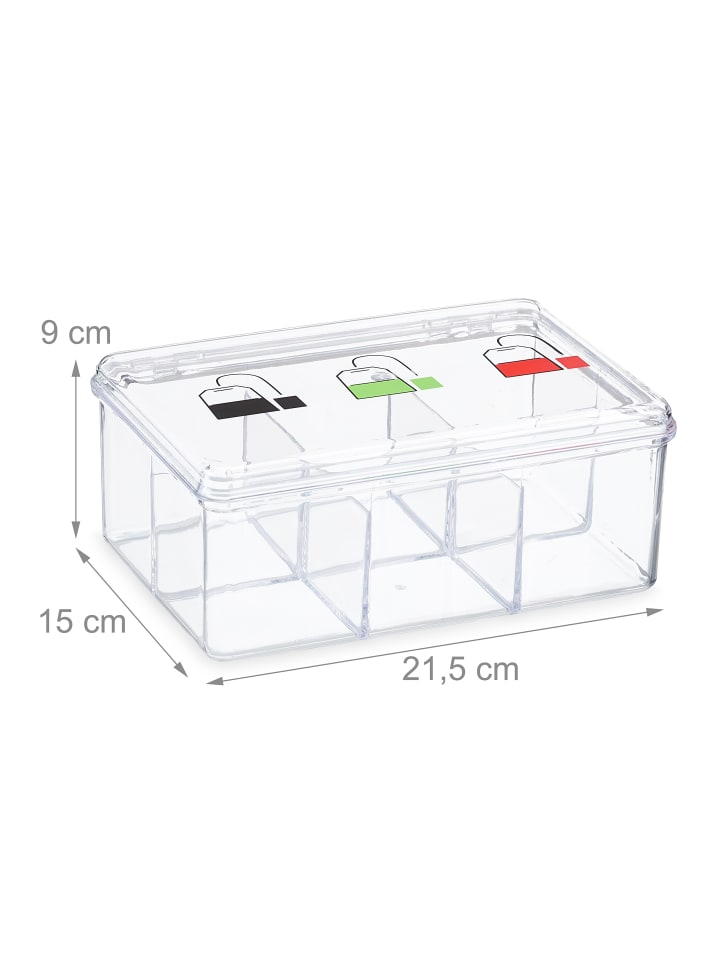 relaxdays Teebox in Transparent - (B)21,5 x (H)9 x (T)15 cm günstig kaufen onesize