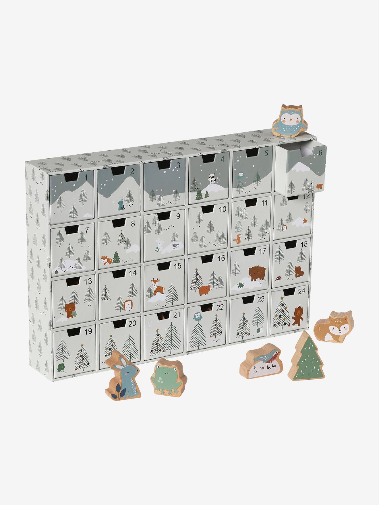 Calendrier de l'Avent avec jouets en bois FSC® véhicules
