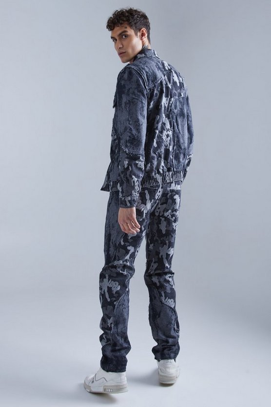 Gespleißte Camouflage Jeansjacke