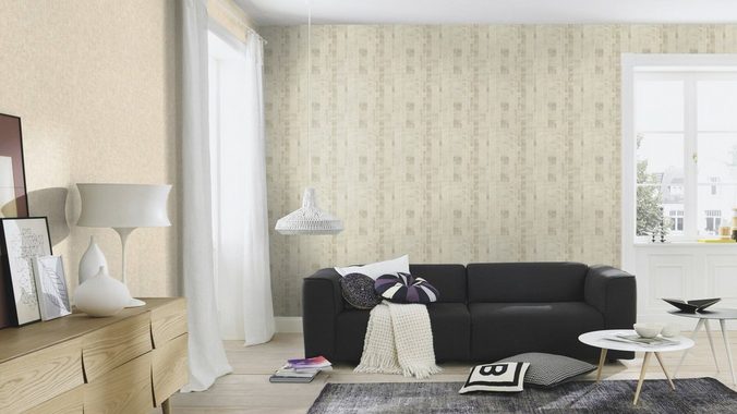 Rasch Vliestapete Factory IV, dreidimension, 3D-Optik, Steinoptik, gestreift, (1 St), gut lichtbeständig, hochwaschbeständig