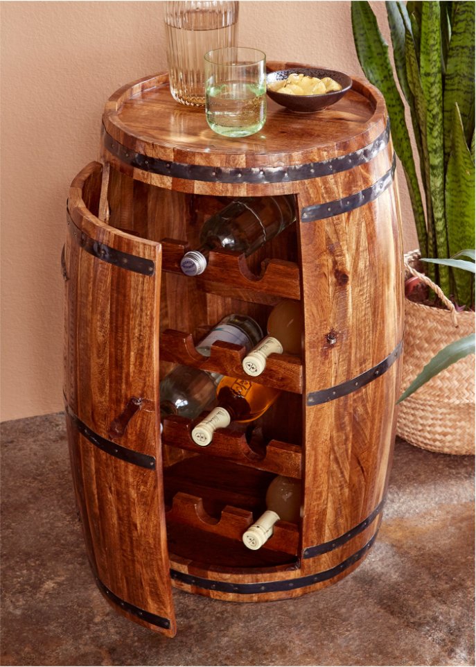 Beistelltisch Fass mit Flaschenregal