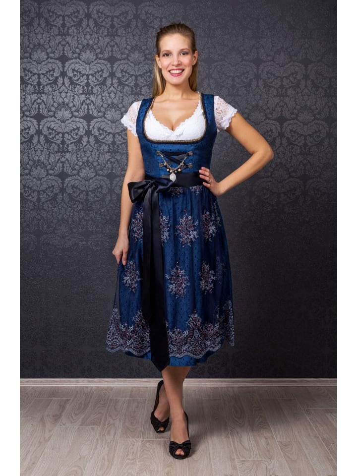 Edelnice Midi Dirndl 2-teilig Josepha in blau günstig kaufen