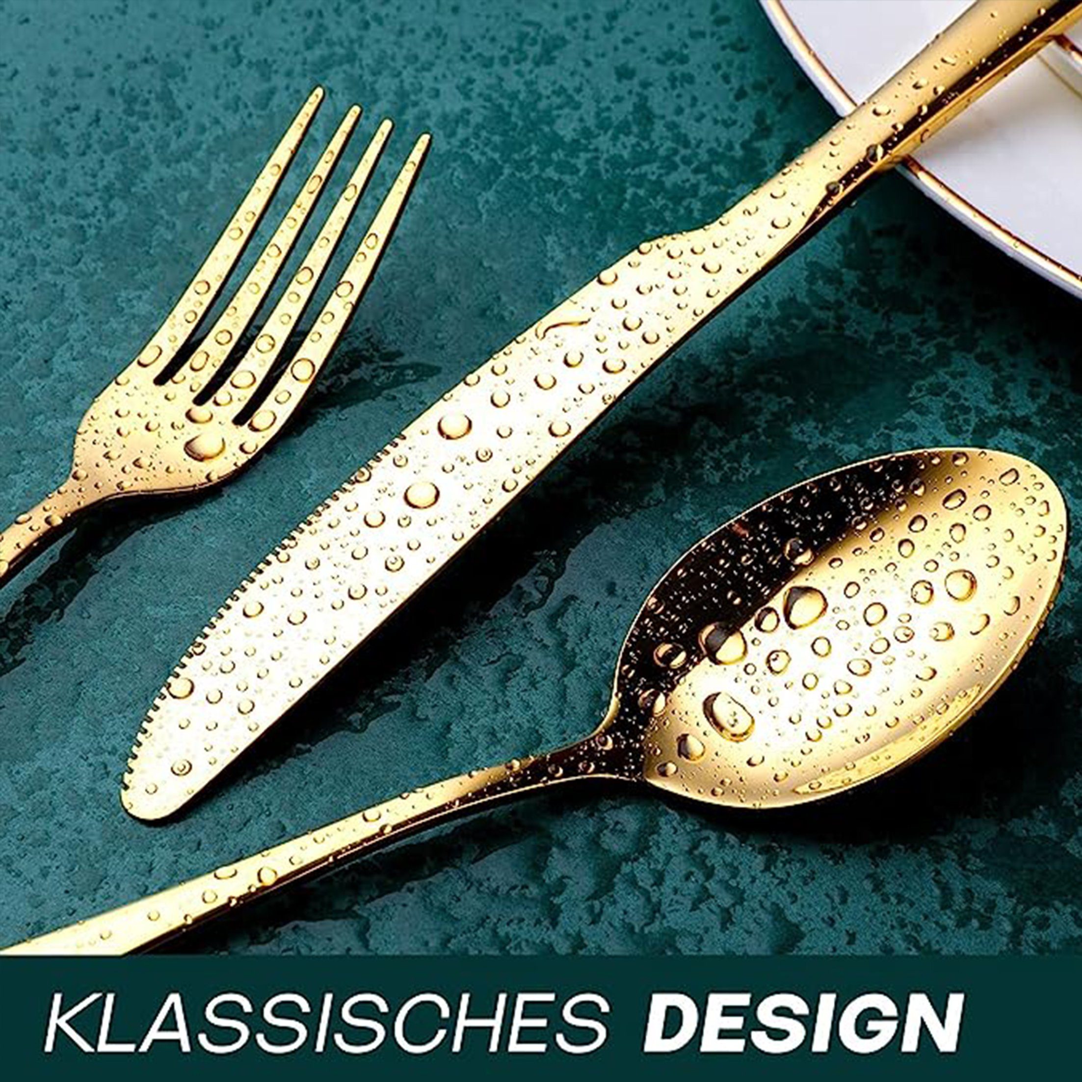 KÜLER Besteck-Set Tafelgeschirr Edelstahlbesteck Messer Gabel und Löffel 24-teiliges Set