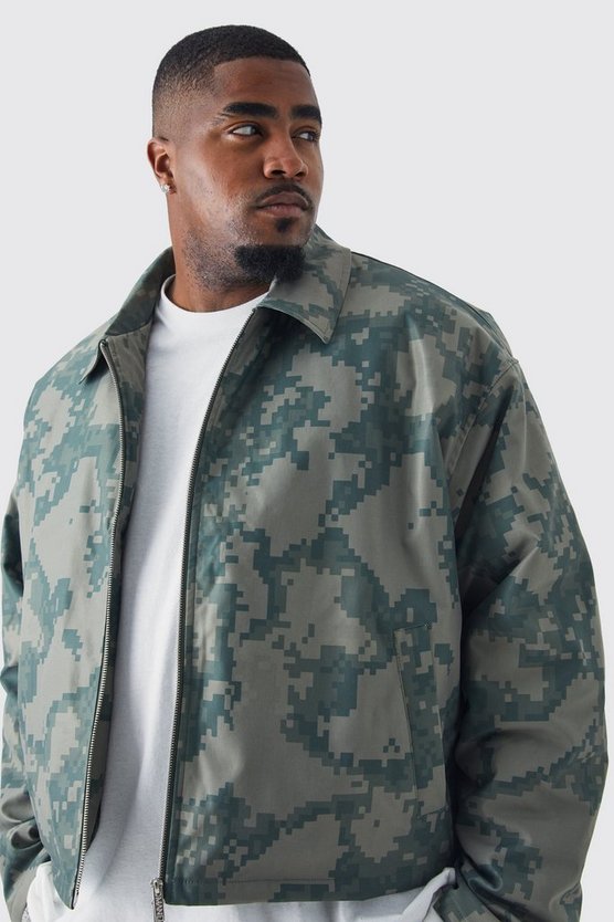 Plus kastige Camouflage Harrington-Jacke