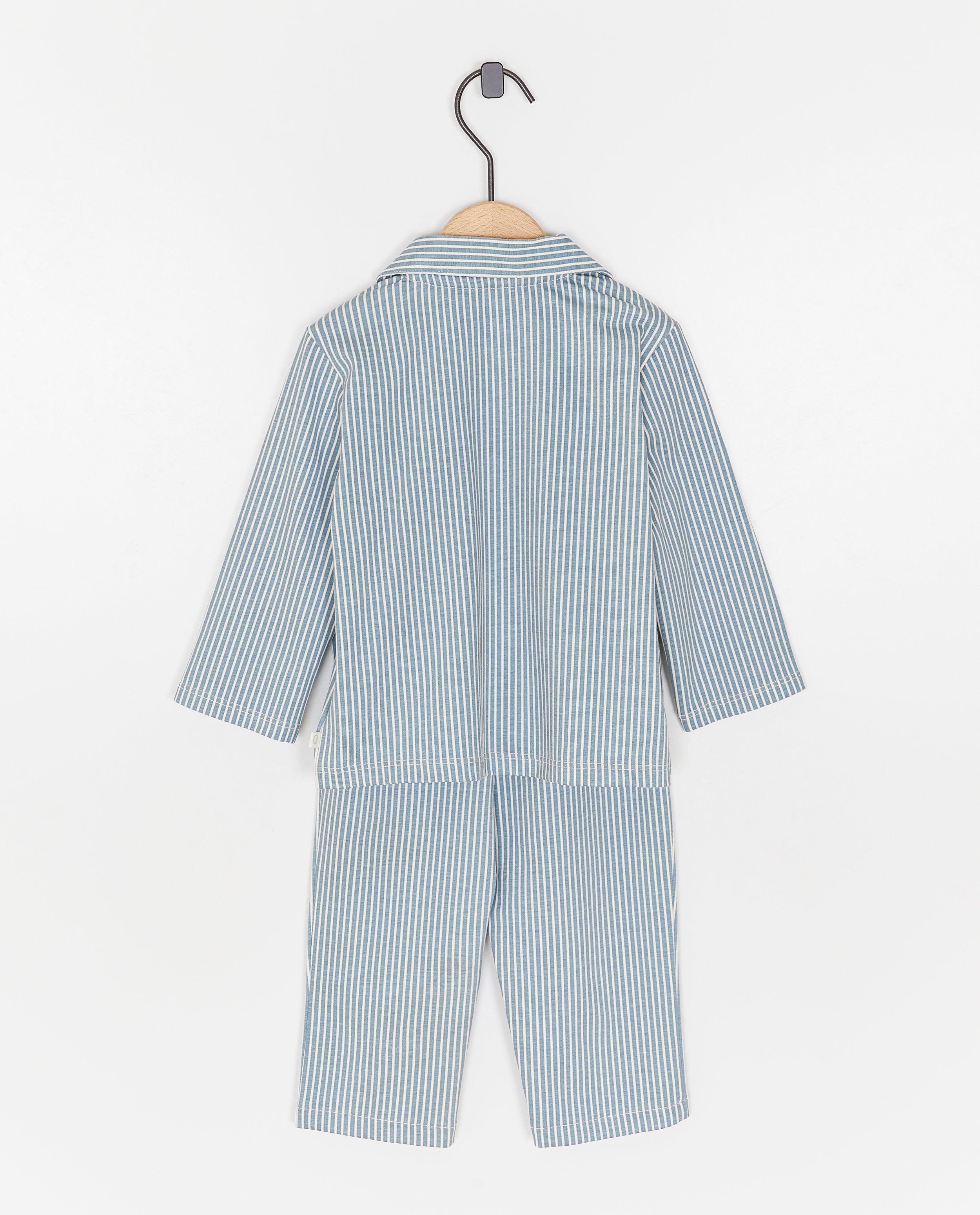Pijamale Cuddles and Smiles cu broderie albastră cu navă spațială