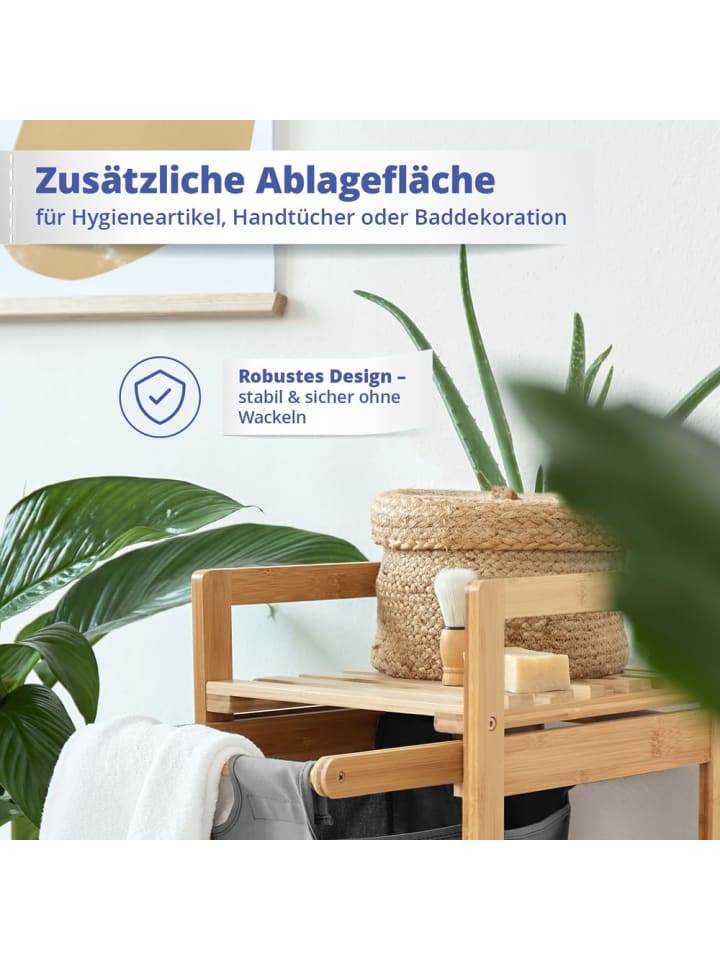 Lumaland Lumaland Wäschekorb Bambus 33x33x73cm holzfarben/beige Wäschesack ausziehbar günstig kaufen onesize