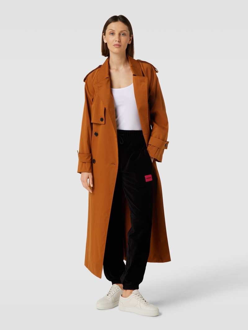 Regular Fit Hose aus Samt mit Label-Patch in black