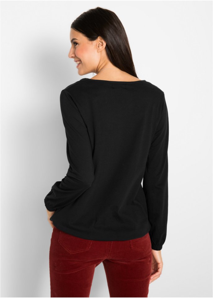 Baumwoll Langarmshirt mit Gummizug