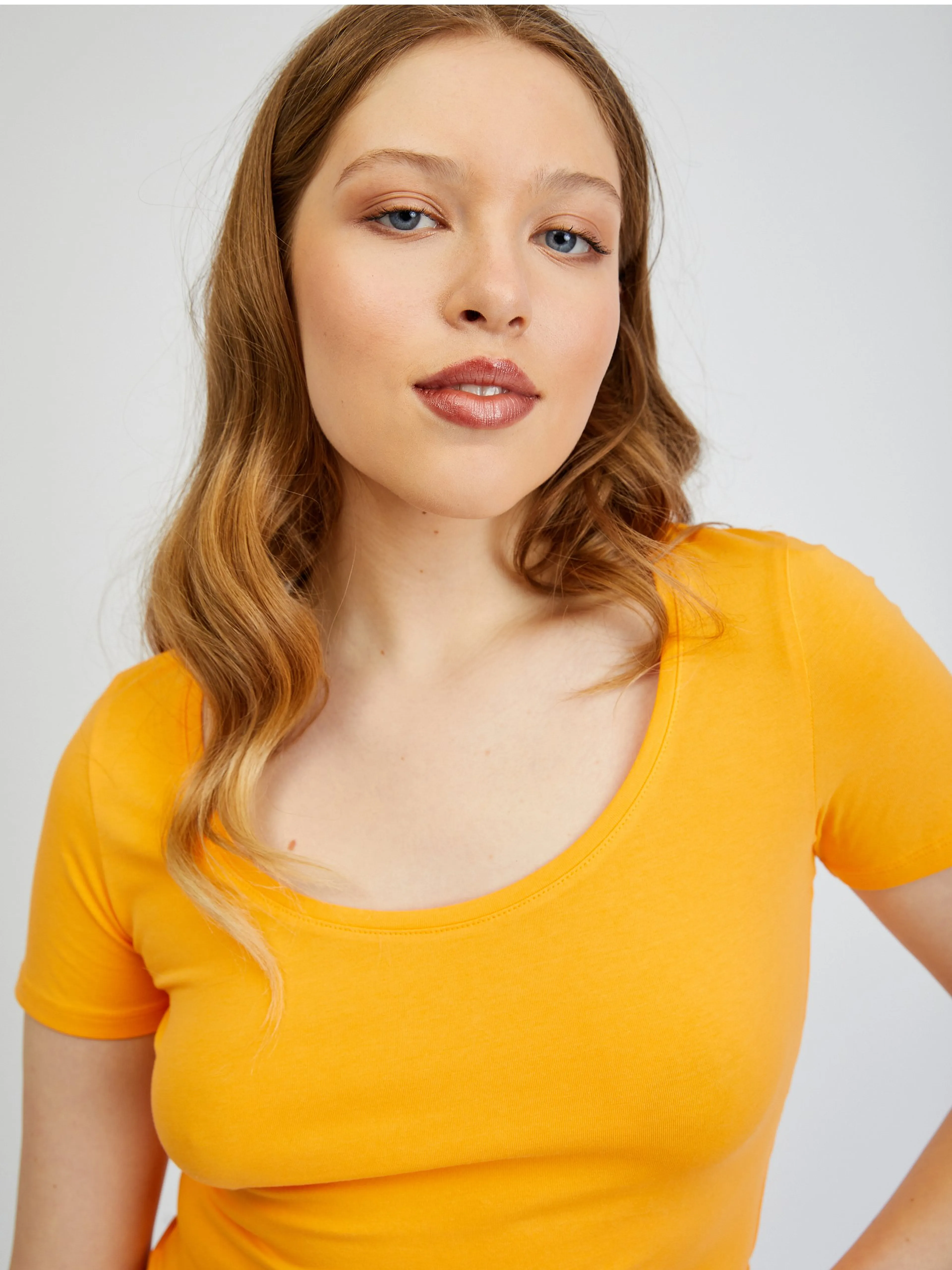 Orangefarbenes Basic-T-Shirt ORSAY