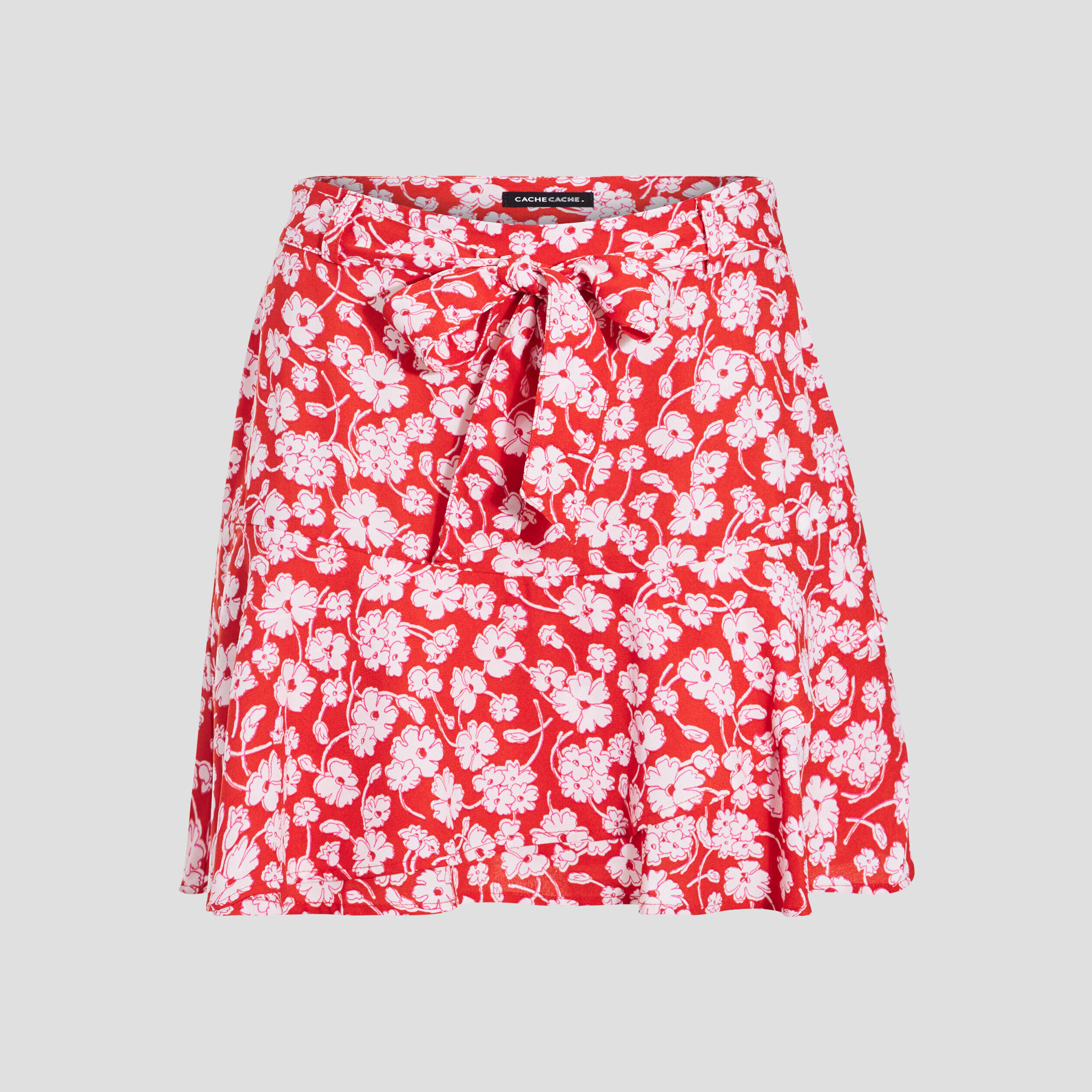Jupe droite ceinturée rouge femme | Cache Cache