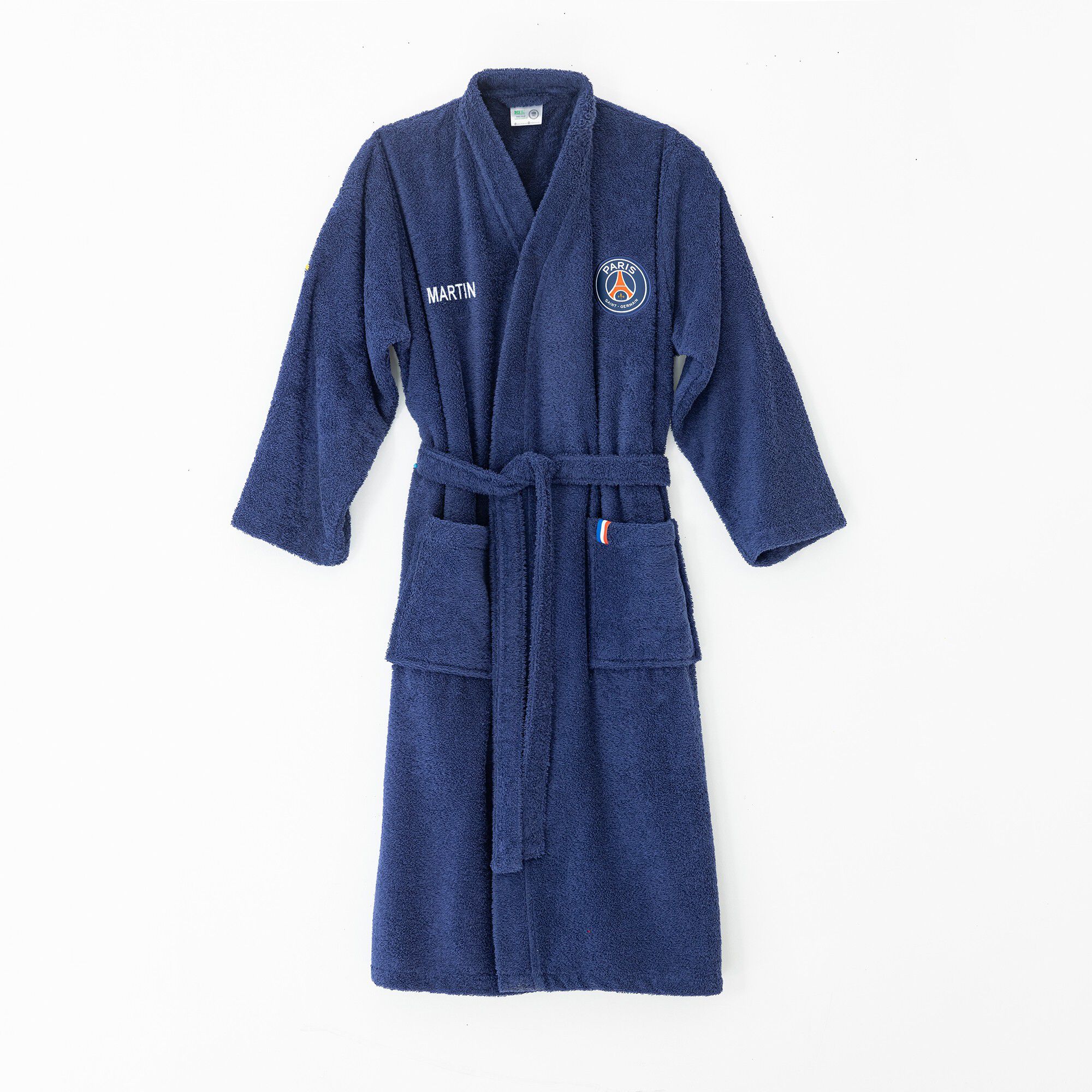 Peignoir de bain adulte col kimono PSG personnalisable éponge