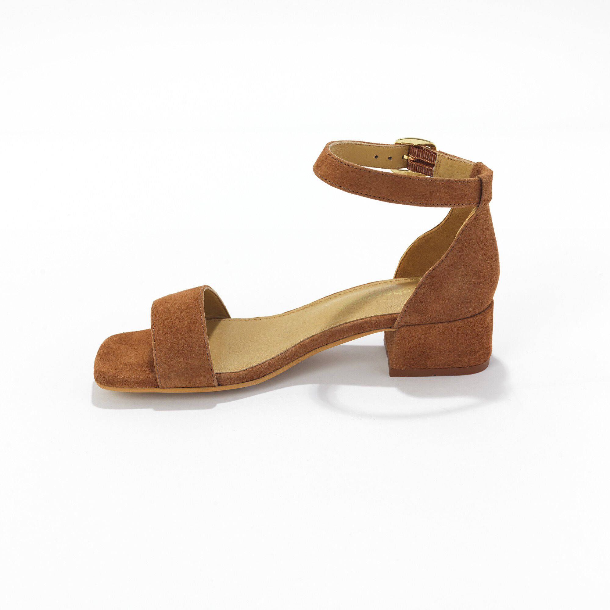 Sandales en croûte de cuir à bride et à talon