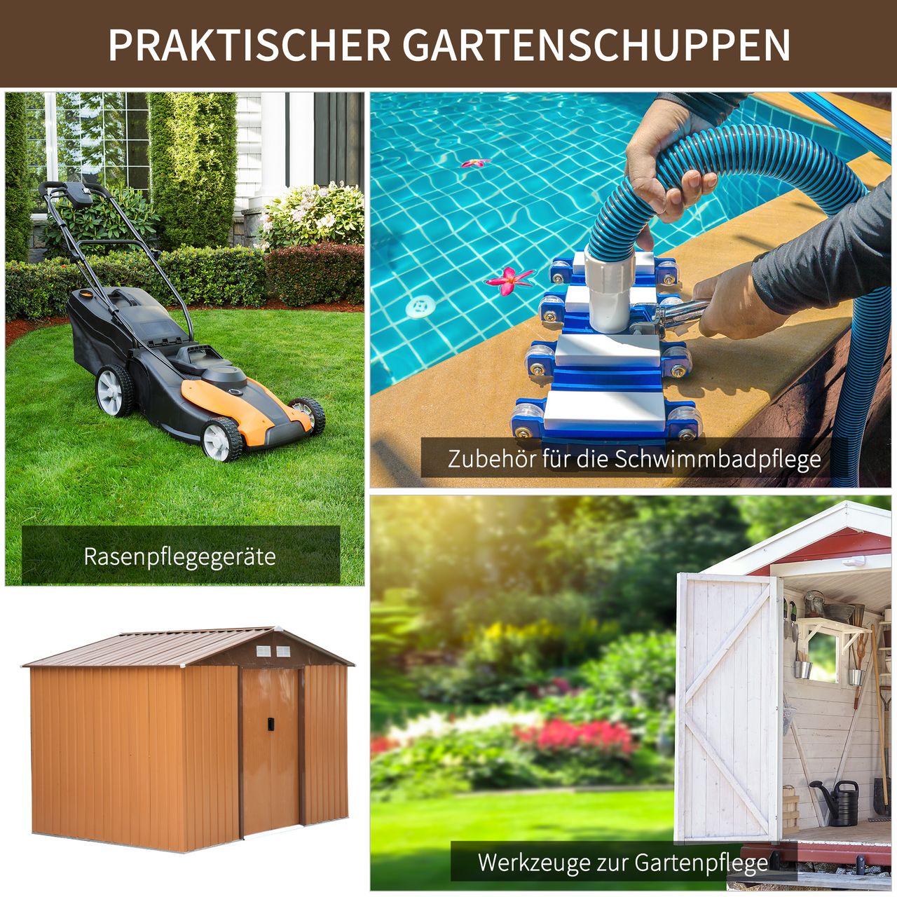 Outsunny Gerätehaus Geräteschuppen Gartenhaus Gelb 277 x 195 x 192 cm