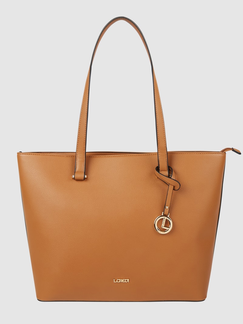 Shopper mit Label-Applikation Modell 'FILIPPA' in cognac
