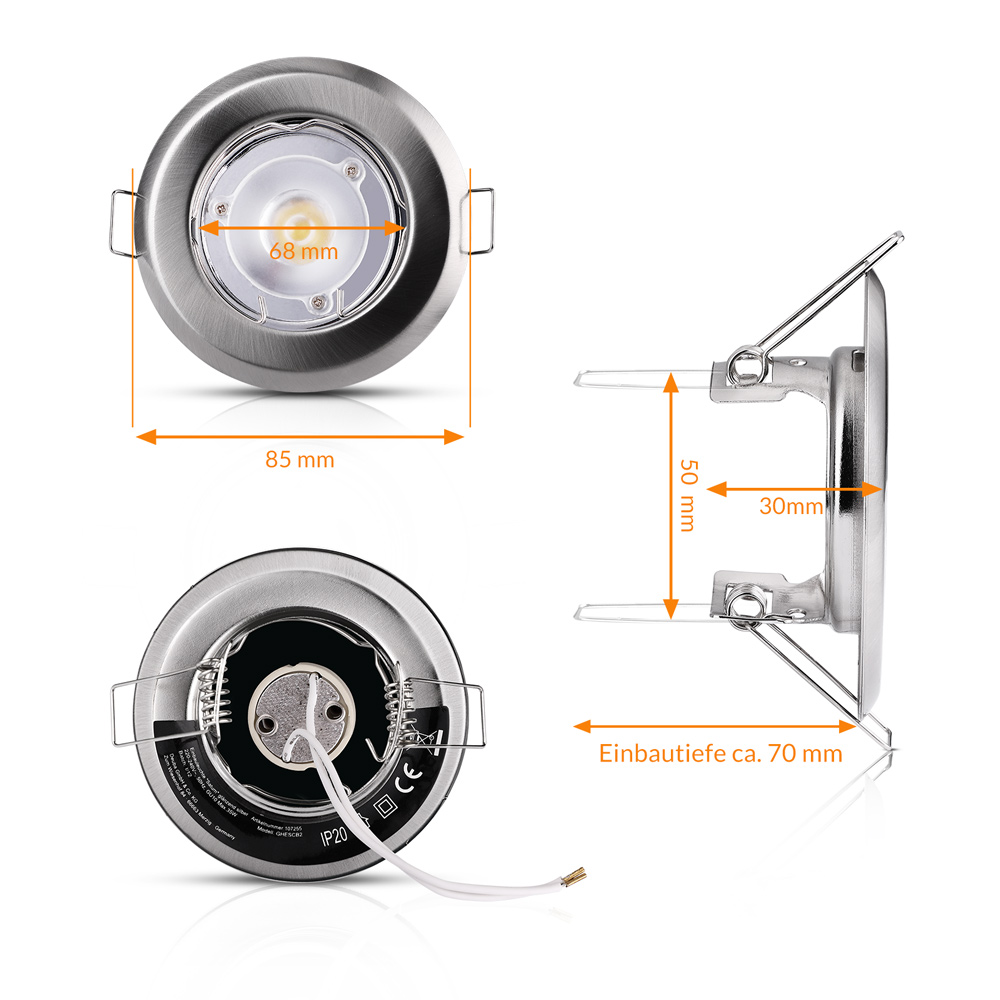Monzana monzana® Rahmen für Einbauleuchte 10er-Set Silber glänzend