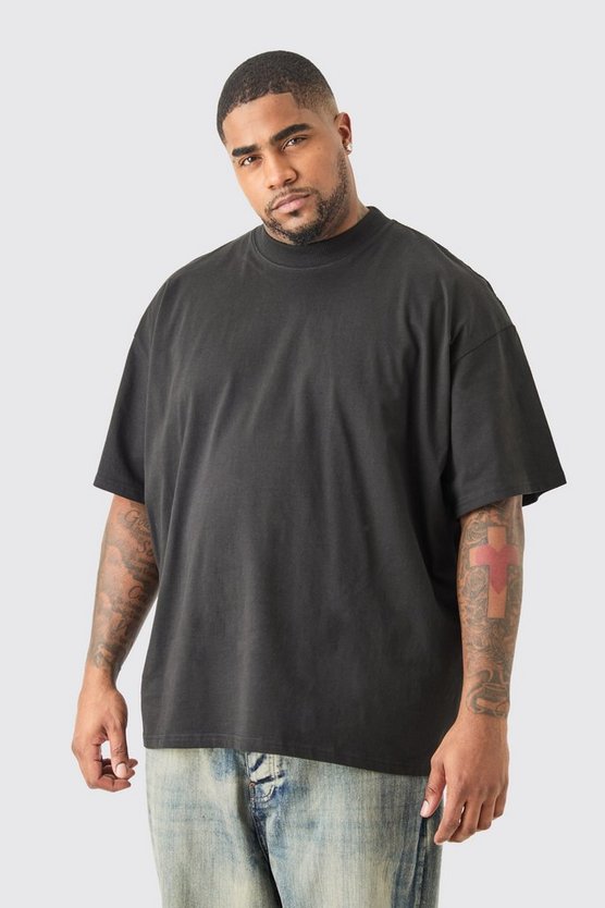 Plus Oversize Moto T-Shirt in Schwarz