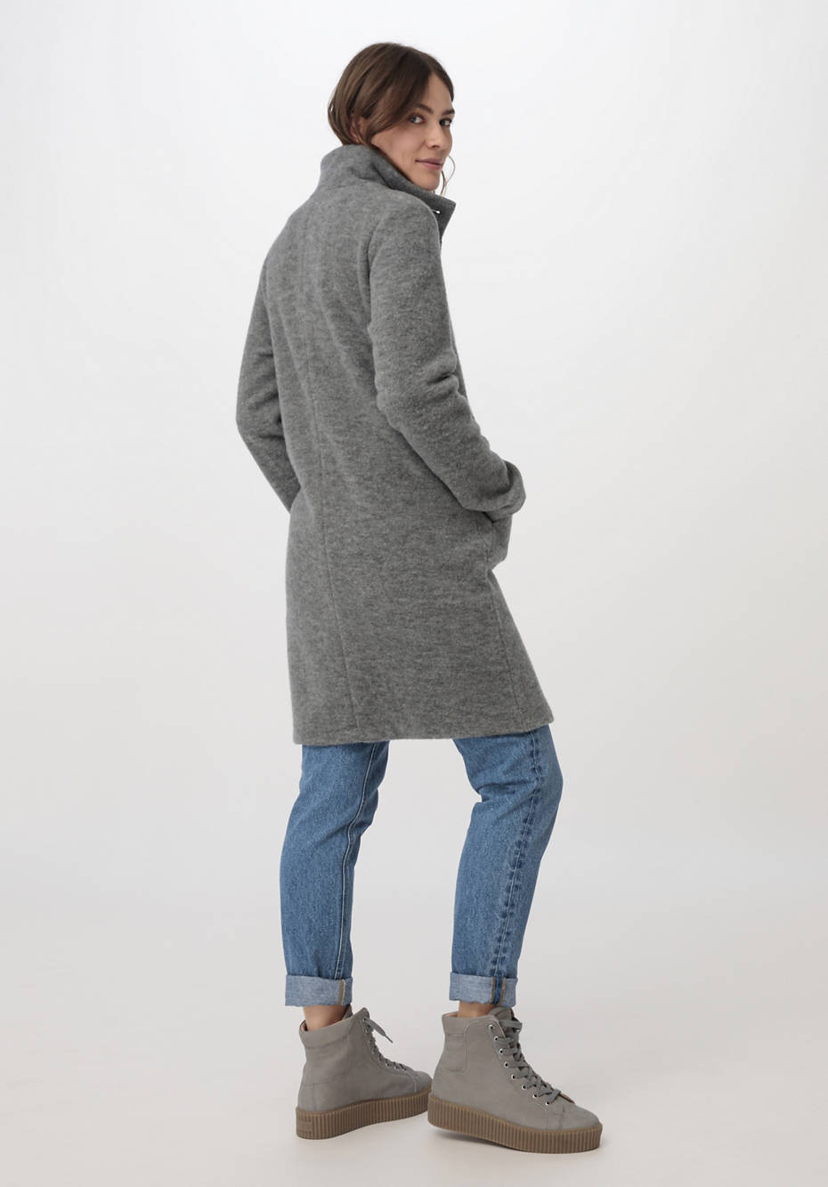 Wollfleece Mantel aus reiner Bio-Merinowolle