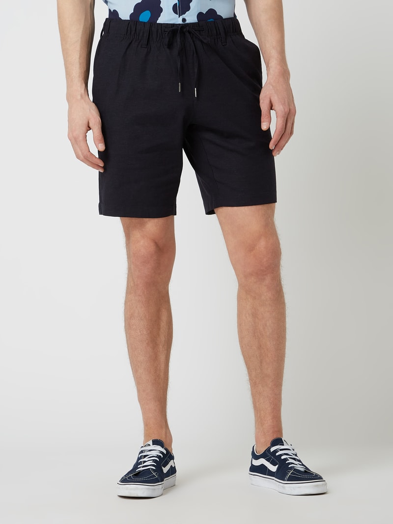 Shorts aus Leinenmischung Modell 'Leo' in marineblau