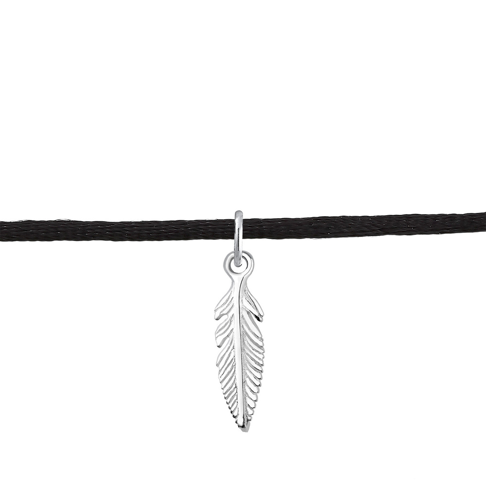Elli Elli Collier Choker Feder Anhänger Satin Band Boho 925 Silber collier