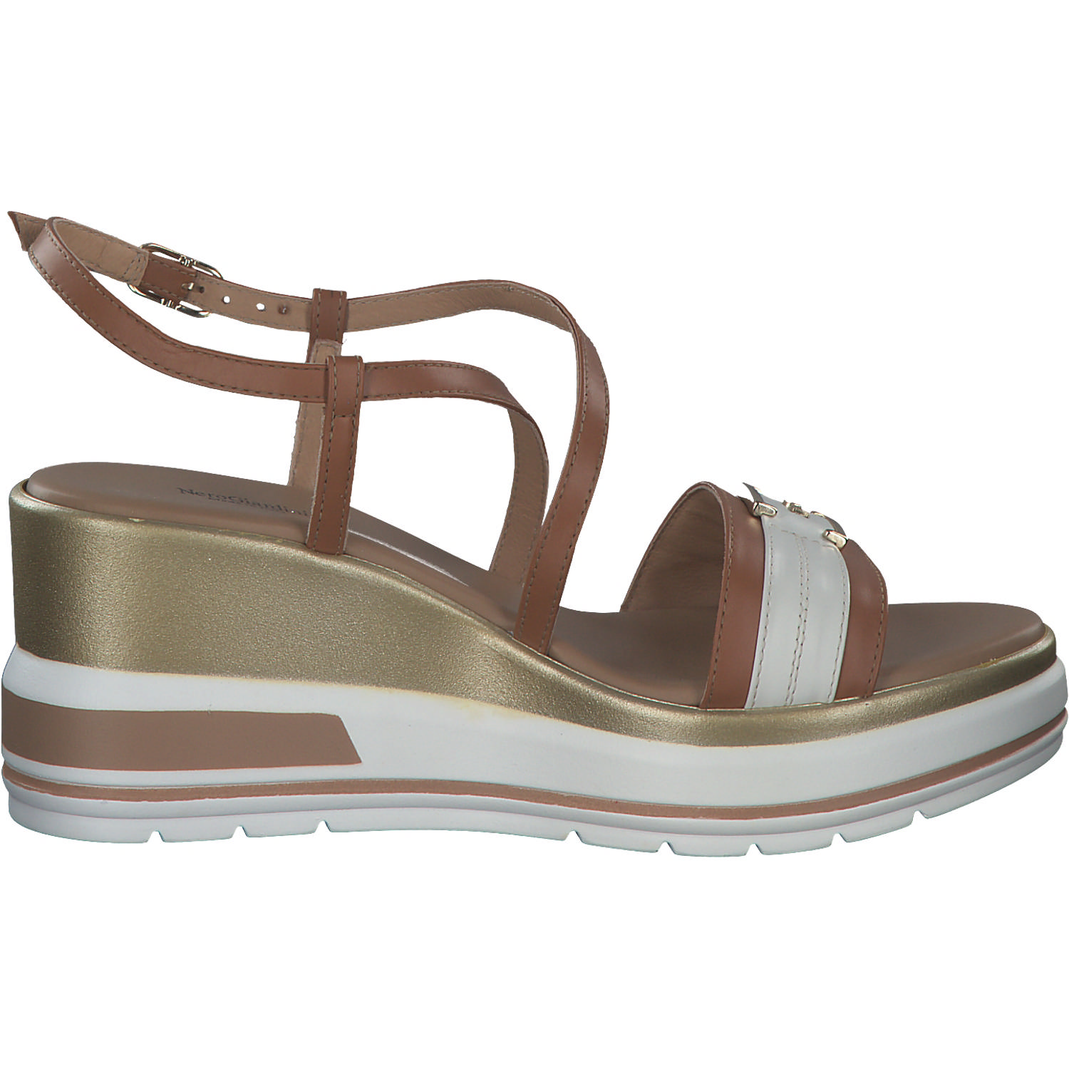 NeroGiardini E307701D, Plateau-Sandaletten, Damen, cognac/milk