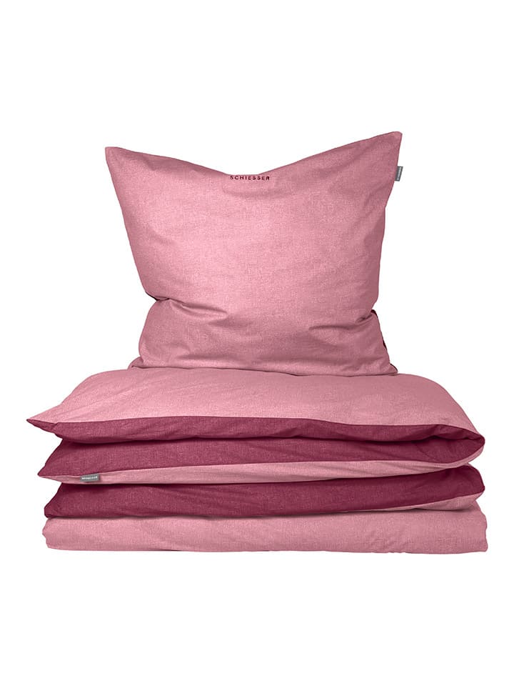 Schiesser Feinbiber-Bettwäsche-Set  in Rosa günstig kaufen