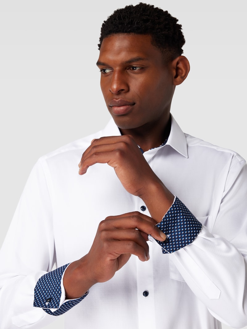 Modern Fit Business-Hemd mit Knopfleiste Modell 'Global' in weiß
