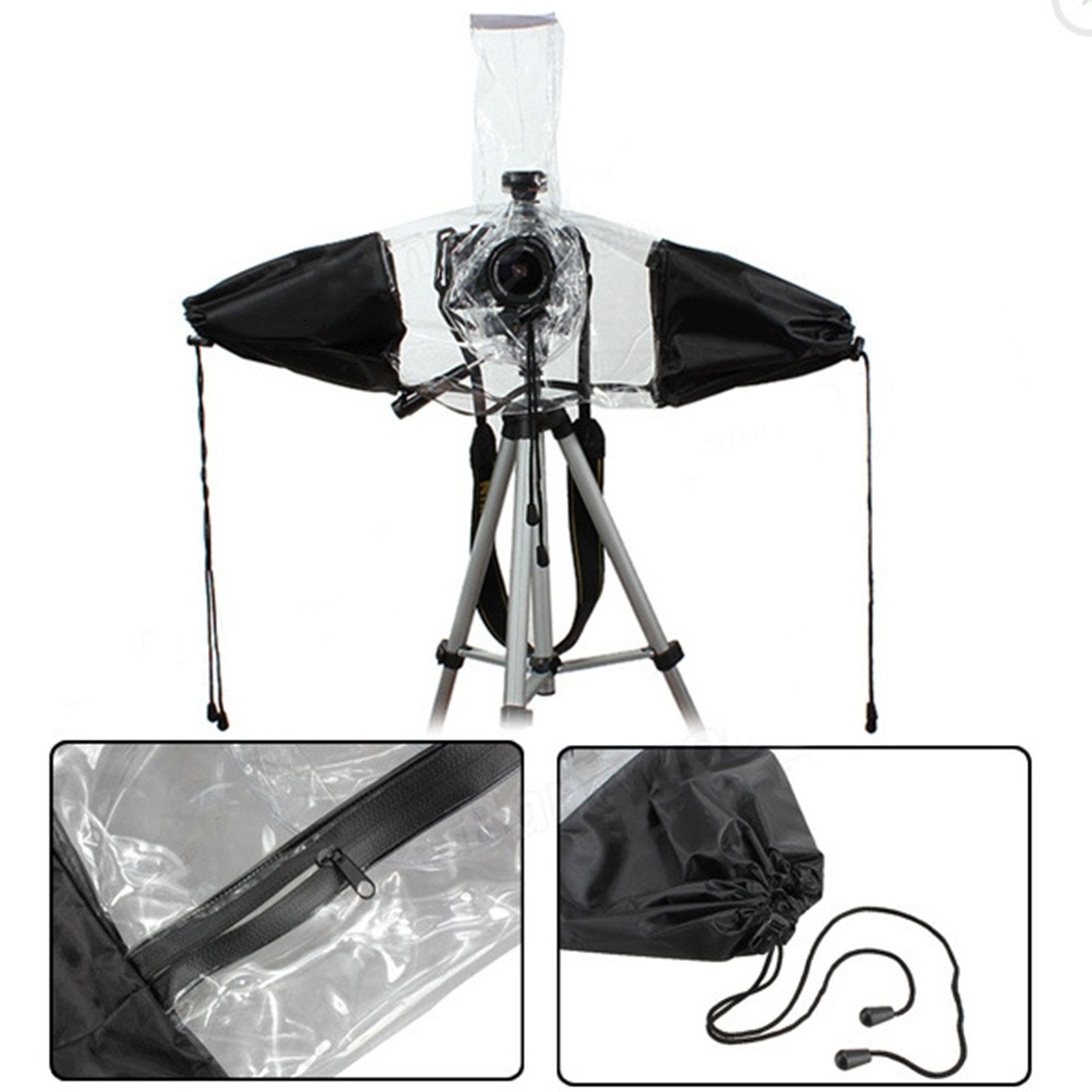 Rutaqian Regenschutz für Spiegelreflexkameras Transparent Wasserdichte Tasche Spiegelreflexkamera (inkl. Faltbar Blitzwasserdichte Abdeckung PVC Groß Staubdichte Kamera, Gute Abdichtung Regenschutz Kamerazubehör)