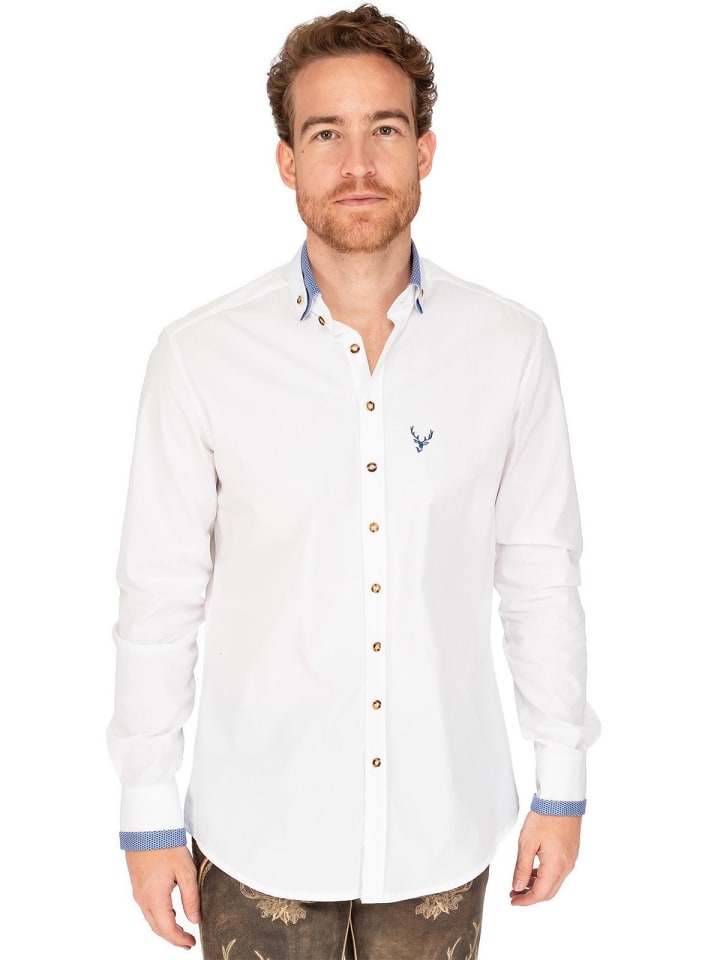 Gipfelstürmer Hemd 420017-2487 in weiß-mittelblau günstig kaufen