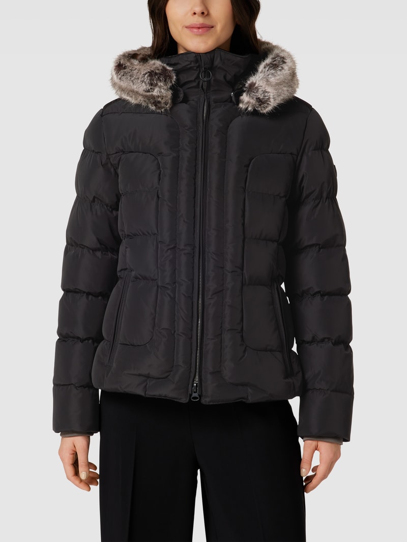 Steppjacke mit Webpelzbesatz Modell 'ASTORIA' in schwarz