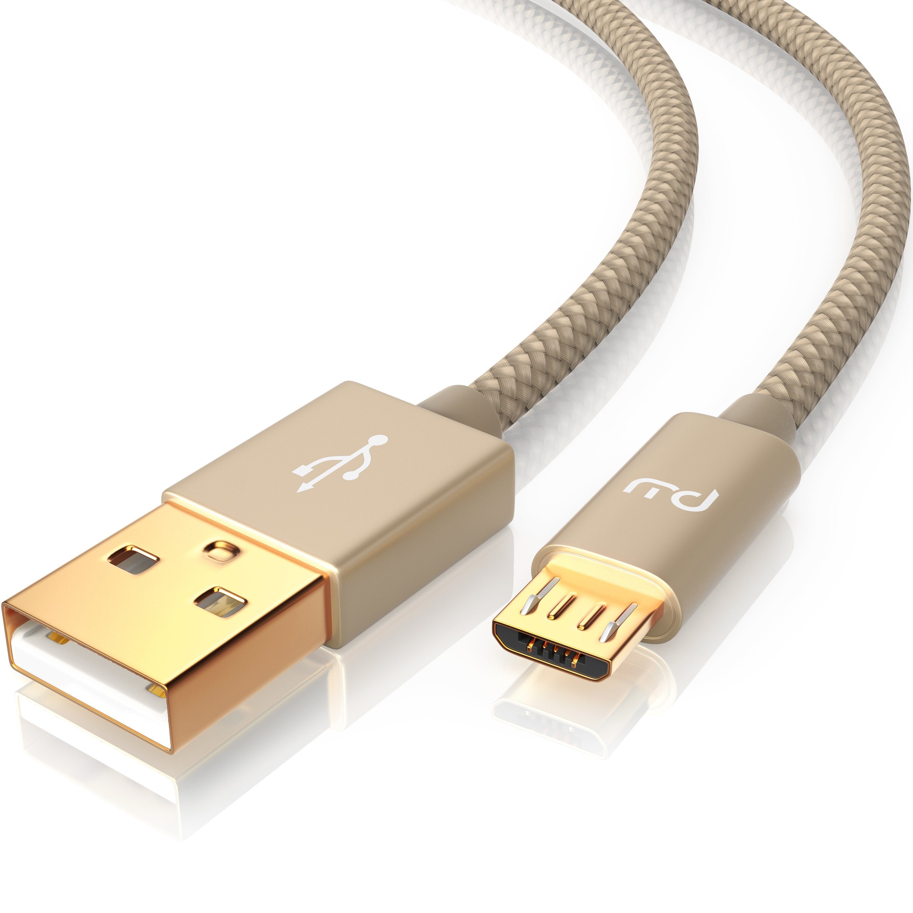 Primewire USB-Kabel, 2.0, Micro-USB (200 cm), 2,4A MicroUSB Schnellladekabel, Nylon, Metallstecker, Datenkabel - 2m