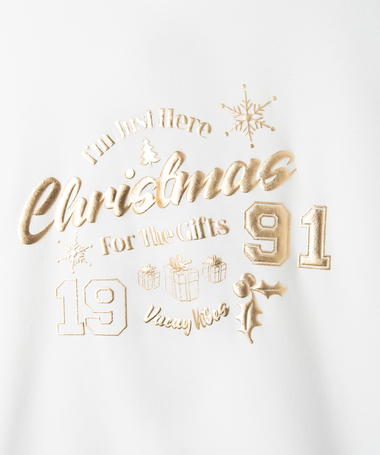 Sweat fille à motifs dorés spécial Nol ecru | GEMO