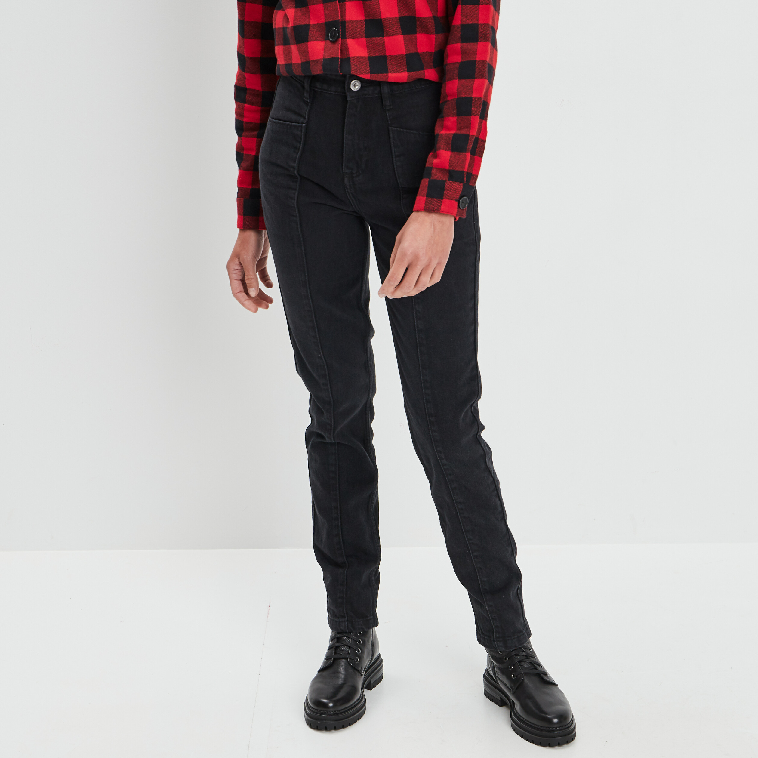 Jeans slim taille haute noir femme | La Halle