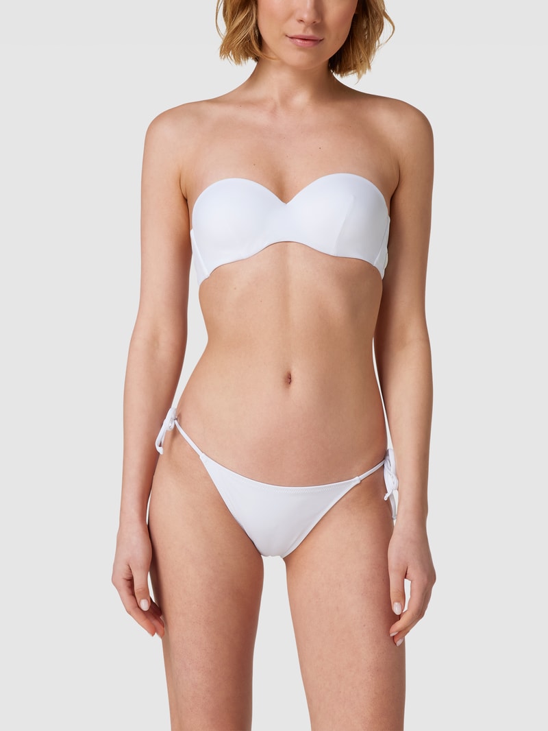Bikini-Oberteil mit Label-Patch Modell 'PADDED BANDEAU' in weiß
