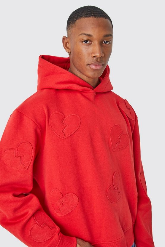 Kastiger Oversize Hoodie mit Herz-Applikation