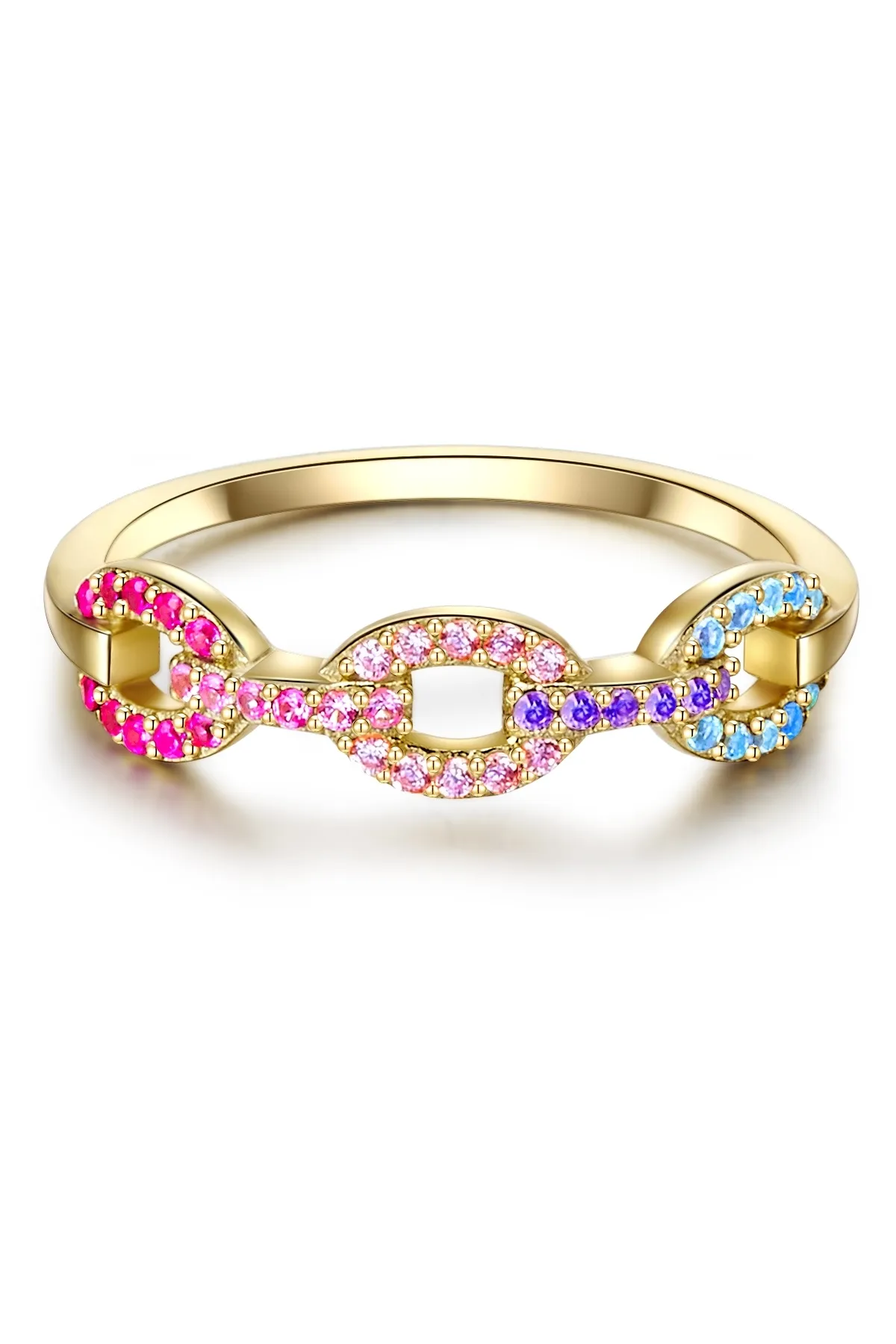 Lulu & Jane  Modeschmuckring Ring gelbgold Zirkonia bunt