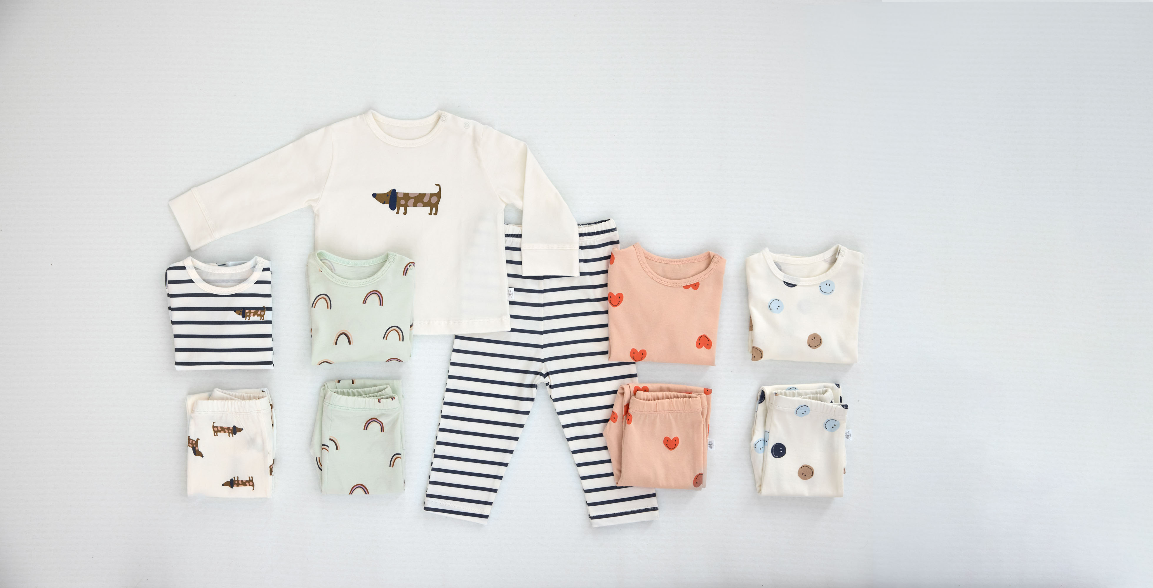 Kinder Pyjama lang - Bio Baumwolle, Hund Milky Blau
