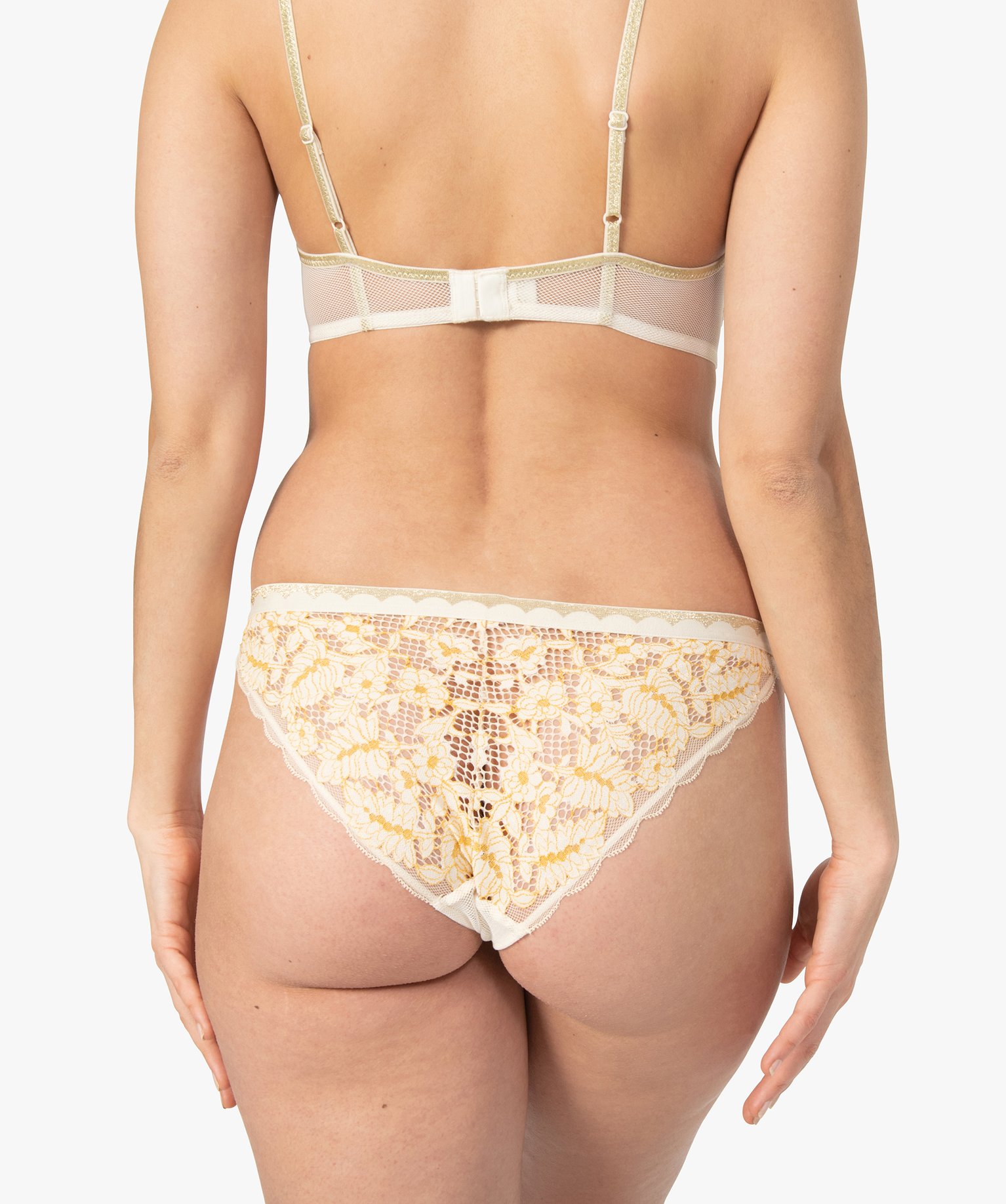 Culotte femme à dentelle bicolore et ceinture pailletée multicolore | GEMO