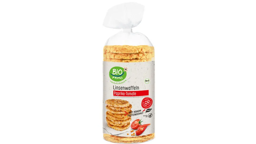 BIO PRIMO Bio Linsenwaffeln Paprika & Tomate 122 g