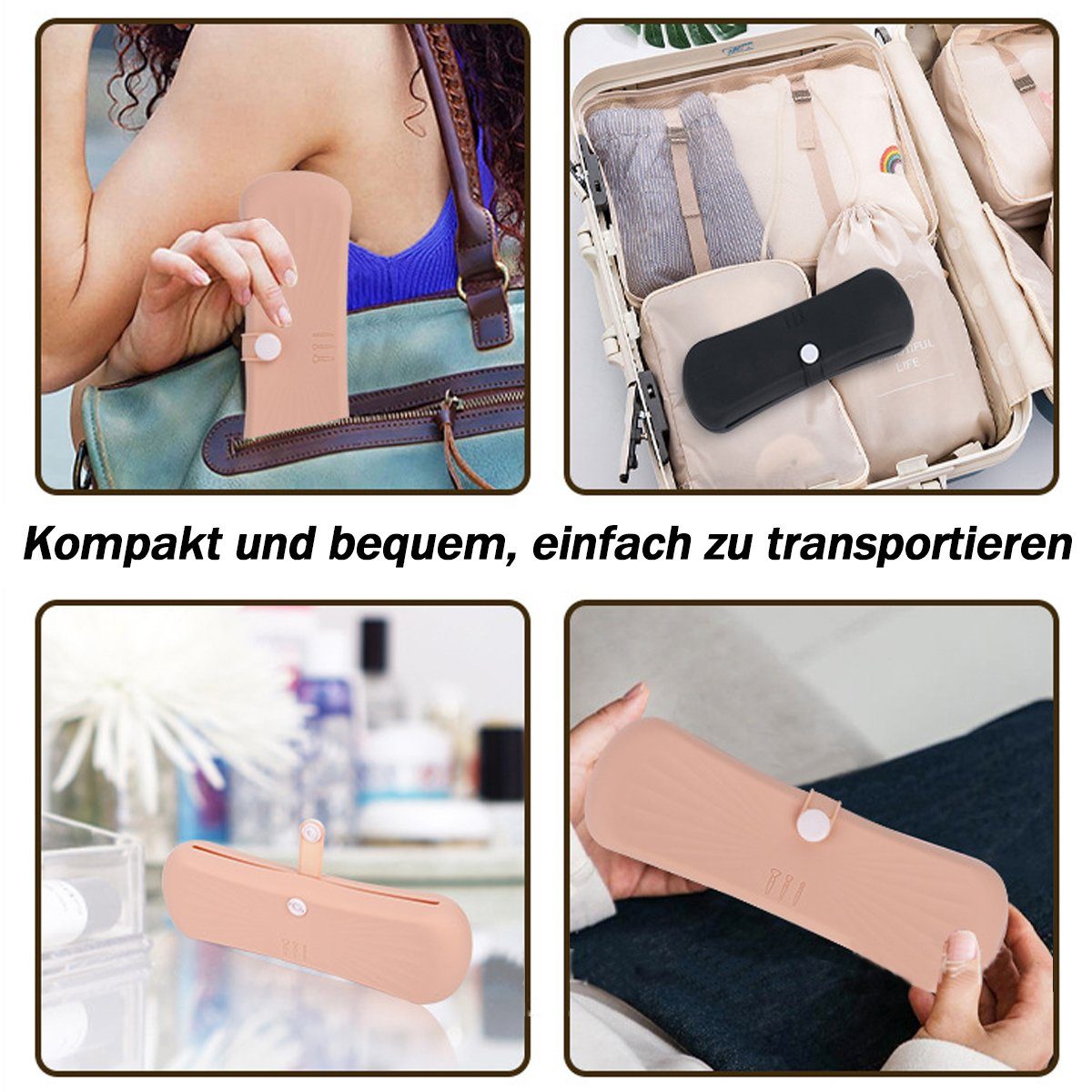 Jormftte Kosmetikkoffer Makeup Pinsel Halter Silikon,Tragbarer Kosmetiktasche,für Reisen