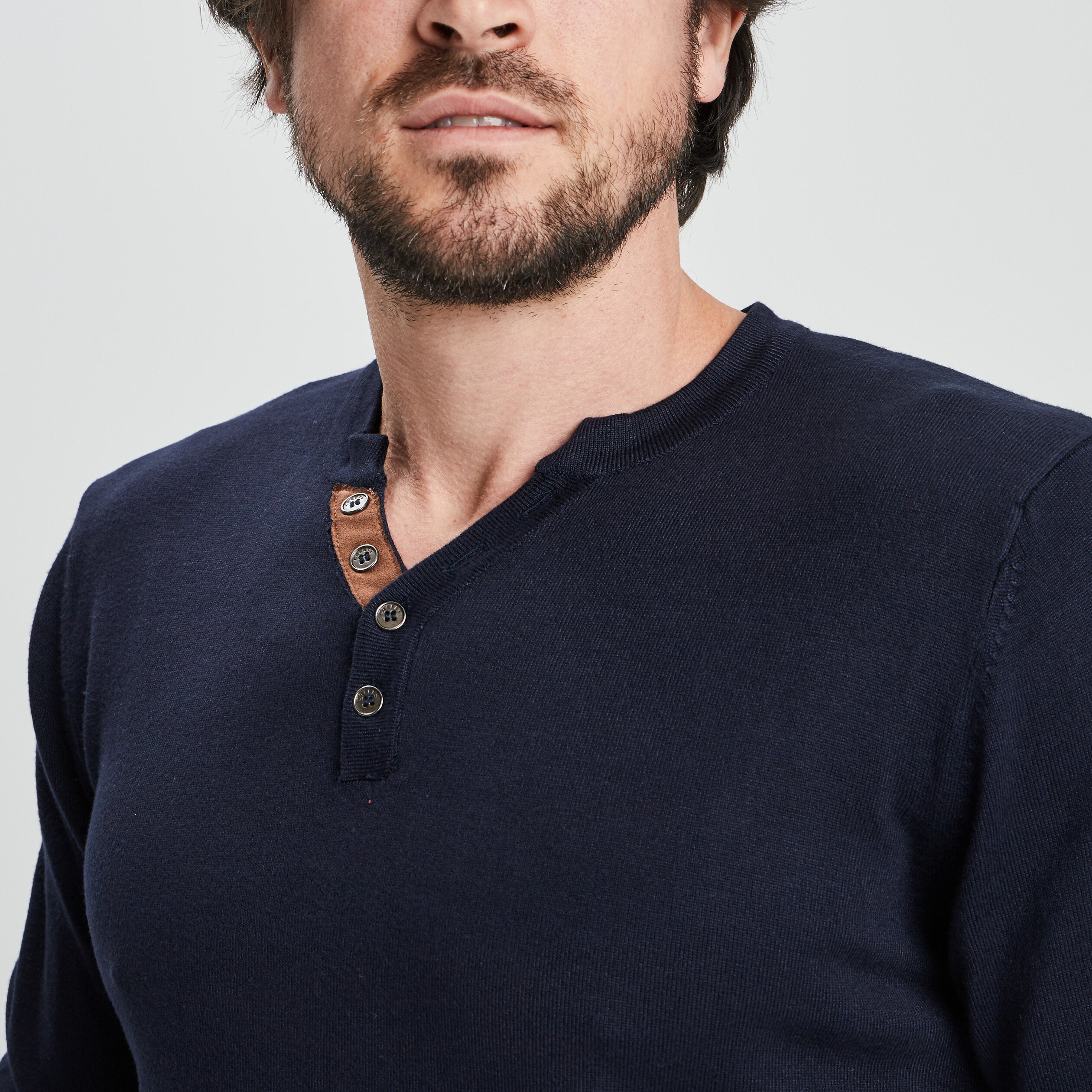 Pull manches longues bleu marine homme | La Halle