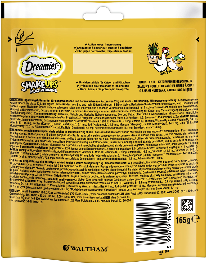 Dreamies Snacks Dreamies Shake ups Multivitamins Geflügel Picknick 165g