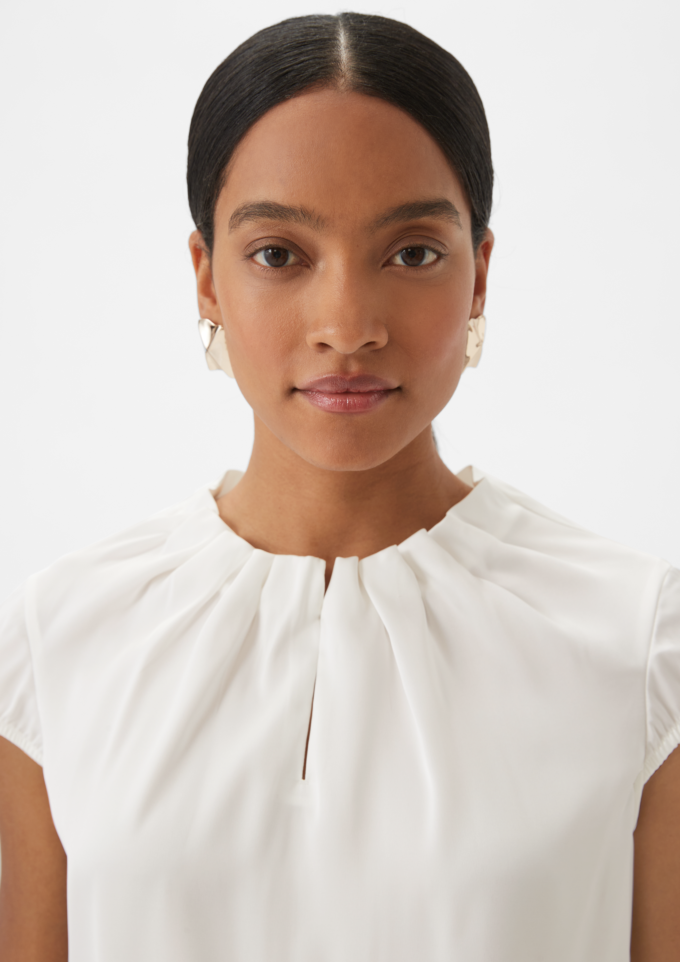 Satinbluse mit Raffung - creme