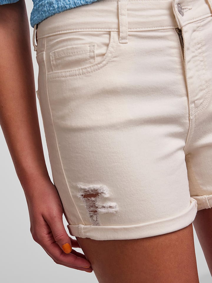 Pieces Jeans-Shorts in Creme günstig kaufen