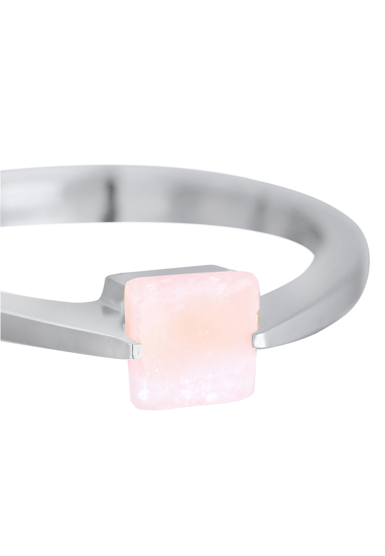 Anello solitario quadrato da donna Elli PREMIUM con pietra preziosa di quarzo in argento sterling 925 placcato oro